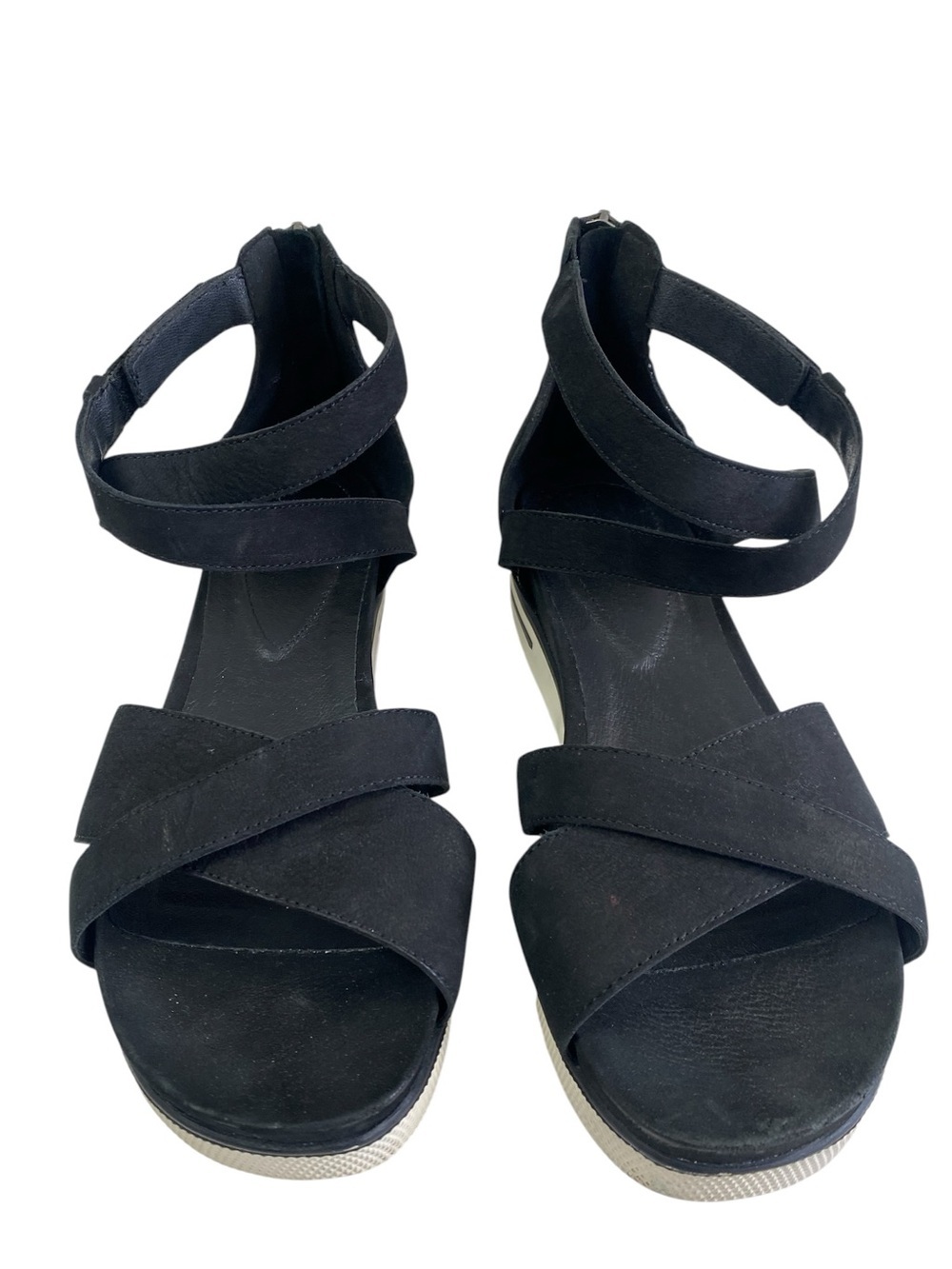Eileen Fisher Black Leather Strappy Sandals Size 9.5